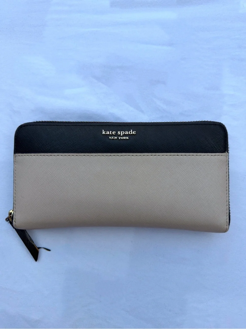 Kate Spade Staci Colorblock Large Continental Wallet in Warm Beige/Black